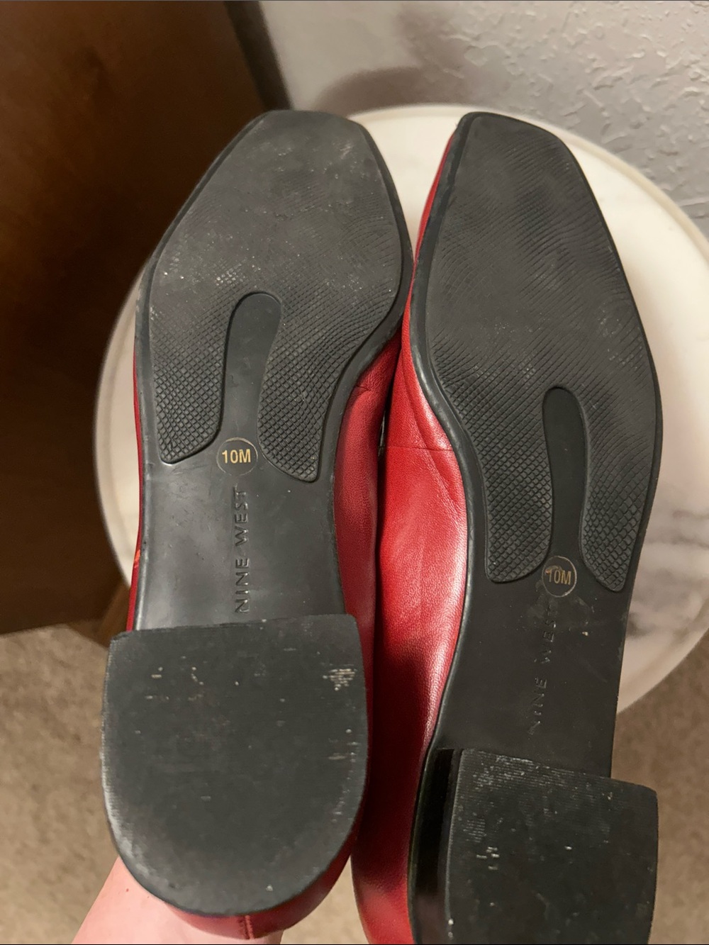 Women's Red Leather Slip-On Loafers. 10 - Picture 3 of 7
